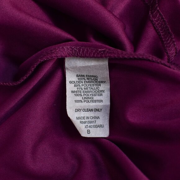 Arula Caledonia Floral Embroidered Metallic Mini Dress Purple & Gold Sz 2X Party - Picture 9 of 9